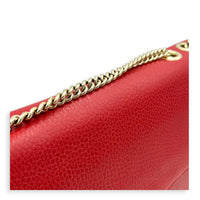 Interlocking G Wallet On Chain Hibiscus Red in Calfskin, Gold hardware