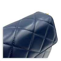 CC Quilted Moon Crossbody Bag Blue in Calfskin, Gold hardware