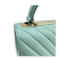 Trendy CC Blue Top Handle Bag in Lambskin, Silver hardware