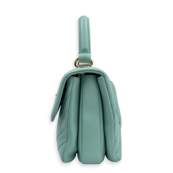 Trendy CC Blue Top Handle Bag in Lambskin, Silver hardware