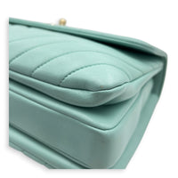 Trendy CC Blue Top Handle Bag in Lambskin, Silver hardware