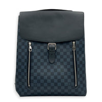 Newport Blue Damier Cobalt Backpack in Coated Canvas, Silver hardware