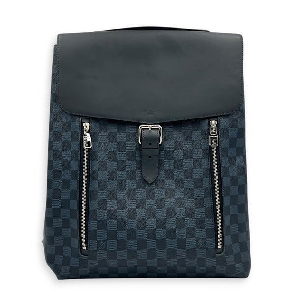 Newport Blue Damier Cobalt Backpack in Coated Canvas, Silver hardware