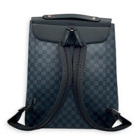 Newport Blue Damier Cobalt Backpack in Coated Canvas, Silver hardware