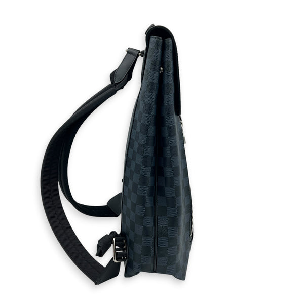 Newport Blue Damier Cobalt Backpack in Coated Canvas, Silver hardware