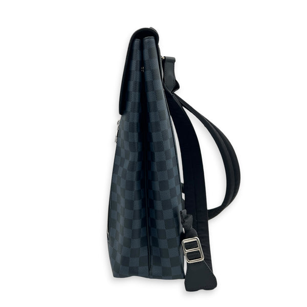 Newport Blue Damier Cobalt Backpack in Coated Canvas, Silver hardware