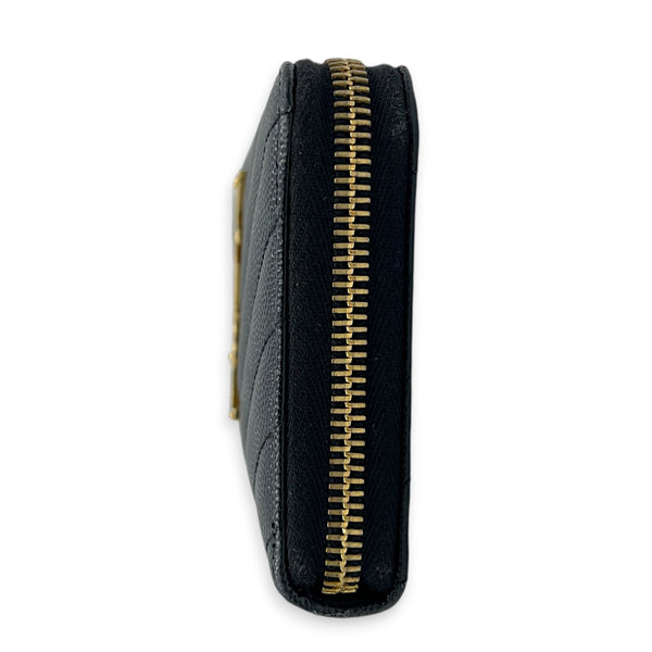 Cassandre Wallet Long Noir in Caviar Leather, Gold hardware