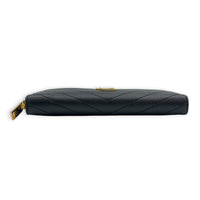 Cassandre Wallet Long Noir in Caviar Leather, Gold hardware