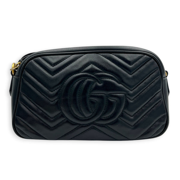 GG Marmont Shoulder Bag Small Black in Calfskin, Gold hardware
