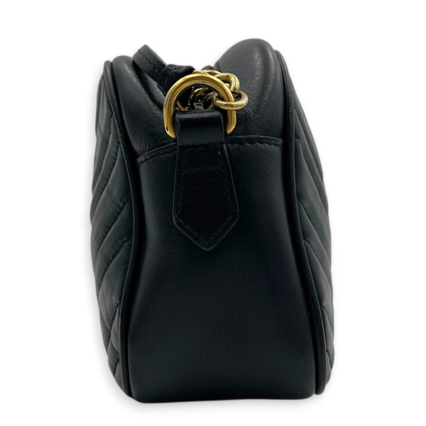 GG Marmont Shoulder Bag Small Black in Calfskin, Gold hardware