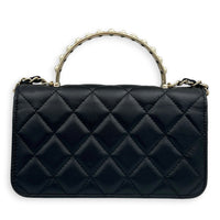 CC Wallet On Chain Black in Lambskin, Gold hardware