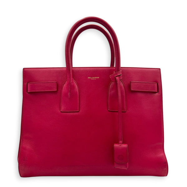 Sac de Jour Top Handle Bag Medium Rouge Eros in Calfskin, Gold hardware