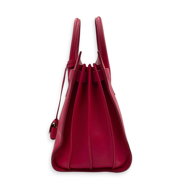 Sac de Jour Top Handle Bag Medium Rouge Eros in Calfskin, Gold hardware