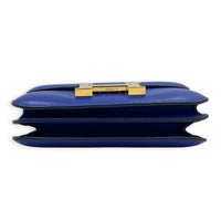 Constance 18 Bleu Électrique Shoulder Bag in Tadelakt, Gold hardware