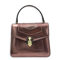 Serpenti Forever Top Handle Bag Metallic Pink in Patent Leather, Gold hardware
