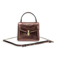 Serpenti Forever Top Handle Bag Metallic Pink in Patent Leather, Gold hardware