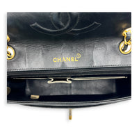 CC Flap White Piping Shoulder Bag Navy in Lambskin, Gold hardware