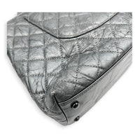 Coco Top Handle Bag Large Metallic Grey in Distressed Leather, Gunmetal hardware