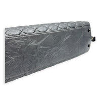 Coco Top Handle Bag Large Metallic Grey in Distressed Leather, Gunmetal hardware