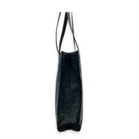 Logo Black Tote Bag in Distressed Leather, Silver hardware
