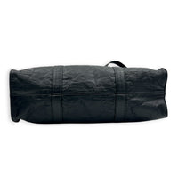 Logo Black Tote Bag in Distressed Leather, Silver hardware