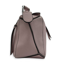 Puzzle Shoulder Bag Small Iridescent Pink in Calfskin, Silver hardware