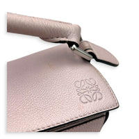 Puzzle Shoulder Bag Small Iridescent Pink in Calfskin, Silver hardware
