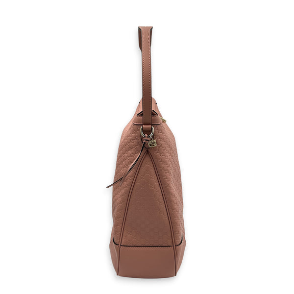 Microguccissima Shoulder Bag Large Pink in Guccissima Leather, Gold hardware