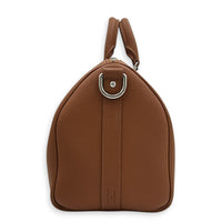 Keepall Top Handle Bag 35 Brown in Taurillon Leather, Silver hardware