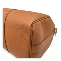 Keepall Top Handle Bag 35 Brown in Taurillon Leather, Silver hardware