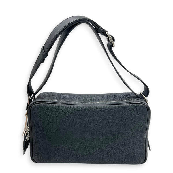 On Body Mousqueton Noir Crossbody Bag in Togo, Palladium hardware