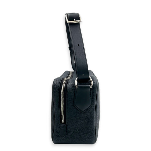 On Body Mousqueton Noir Crossbody Bag in Togo, Palladium hardware
