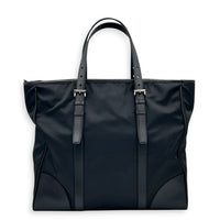 Logo Tote Bag Black in Nylon, Silver hardware