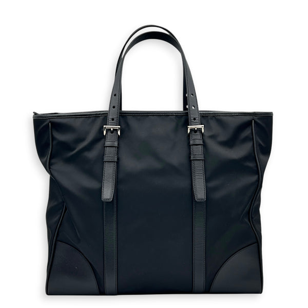 Logo Tote Bag Black in Nylon, Silver hardware