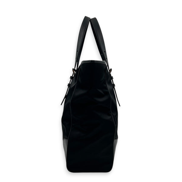 Logo Tote Bag Black in Nylon, Silver hardware