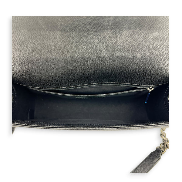 Boy Shoulder Bag Medium Black in Caviar Leather, Ruthenium hardware