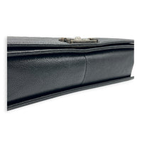 Boy Shoulder Bag Medium Black in Caviar Leather, Ruthenium hardware