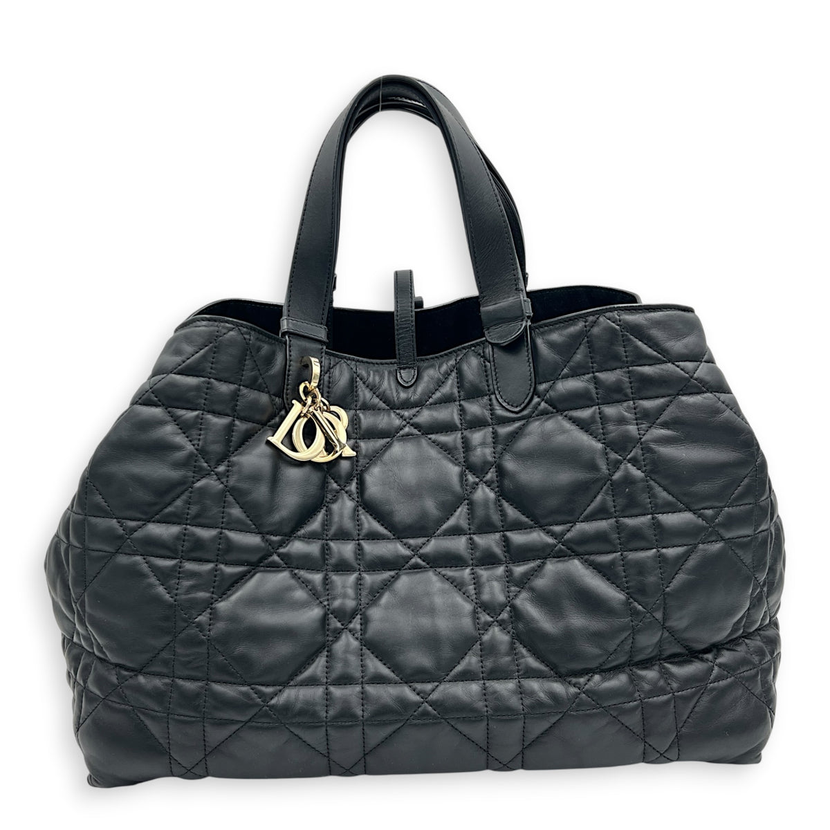 Toujours Large Black Tote Bag in Calfskin, Gold hardware