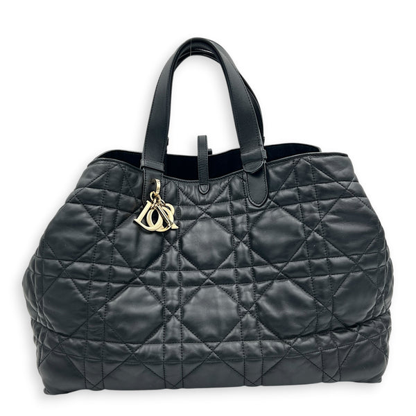 Toujours Large Black Tote Bag in Calfskin, Gold hardware