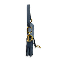 Saddle Steel Blue Shoulder Bag in Calfskin, Gold hardware