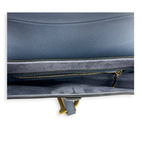 Saddle Steel Blue Shoulder Bag in Calfskin, Gold hardware