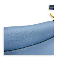 Saddle Steel Blue Shoulder Bag in Calfskin, Gold hardware