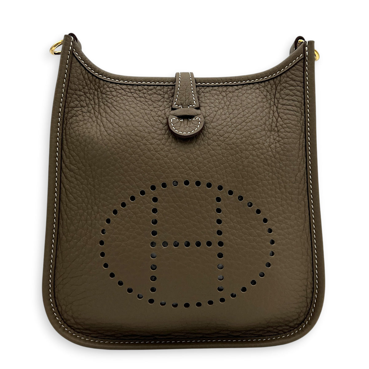 Evelyne Mini Etoupe Crossbody Bag in Clemence, Gold hardware