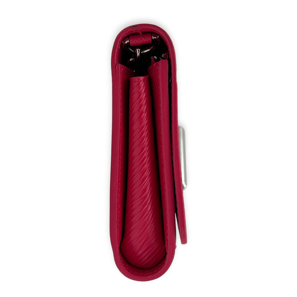 Twist Wallet Fuchsia in Epi Leather, Silver hardware
