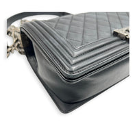 Boy Shoulder Bag Medium Black in Lambskin, Ruthenium hardware