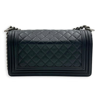 Boy Shoulder Bag Medium Black in Lambskin, Ruthenium hardware