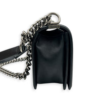 Boy Shoulder Bag Medium Black in Lambskin, Ruthenium hardware