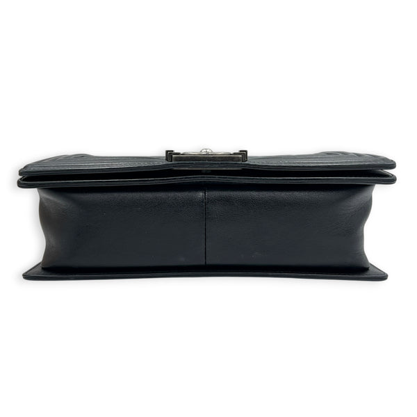 Boy Shoulder Bag Medium Black in Lambskin, Ruthenium hardware