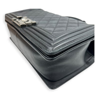 Boy Shoulder Bag Medium Black in Lambskin, Ruthenium hardware