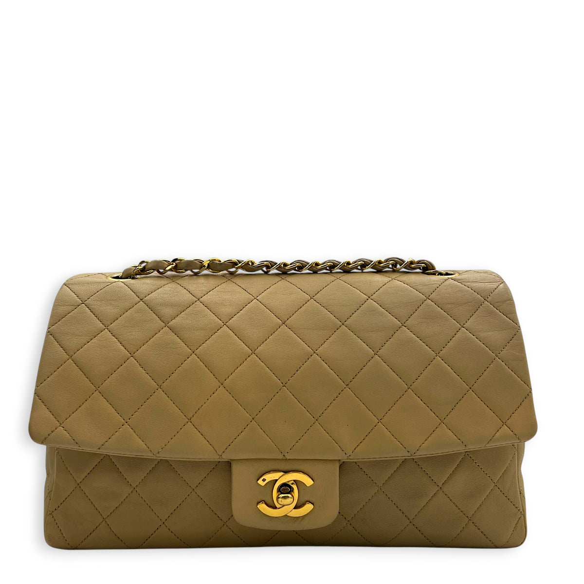 CC Shoulder Bag Beige (Recolored) in Lambskin, Gold hardware